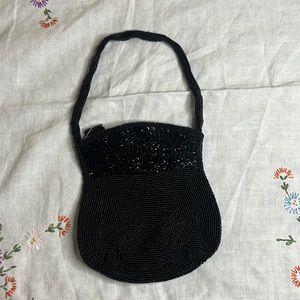 Sweet Vintage Black Beaded Purse. Richere by Walborg Handmade in Japan.